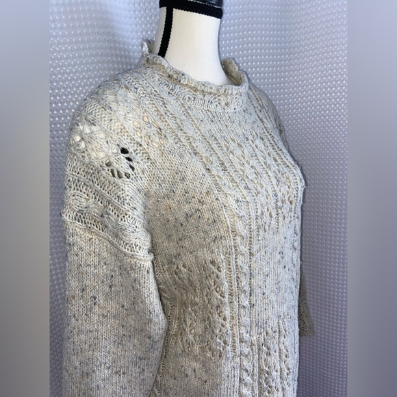 Women’s Vintage Maison Kanamos Fashion long knit oatmeal sweater sz medium - Picture 5 of 15
